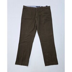 Tommy Hilfiger Mens Custom Fit Chino Pants Dark Olive Brown Cotton 40x32